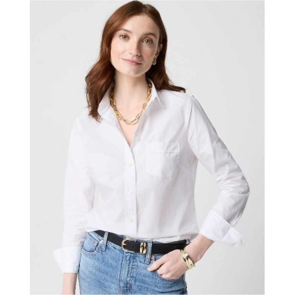 J.Crew Womens White Cotton Button Down Shirt AL501 Size M NWT‎ $98